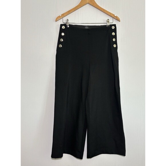 Zara Trafaluc Culottes Pants Womens Medium Black Wide Leg Cropped Pull On Sailor - Picture 1 of 10